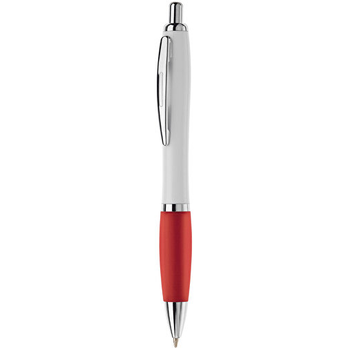 Kugelschreiber Hawaï Weiss , weiss / rot, ABS & Metall, 14,00cm (Länge), Bild 1