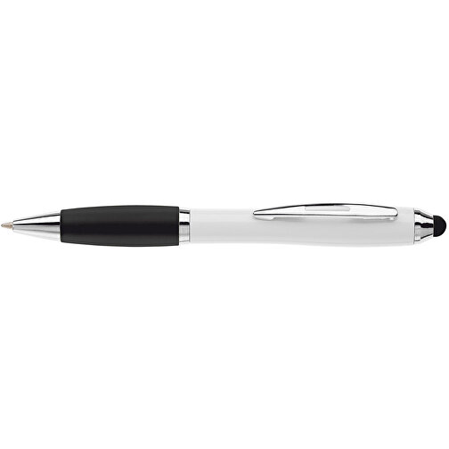 Kugelschreiber Hawaï Stylus Weiß , weiß / schwarz, ABS, 13,50cm (Länge), Bild 3