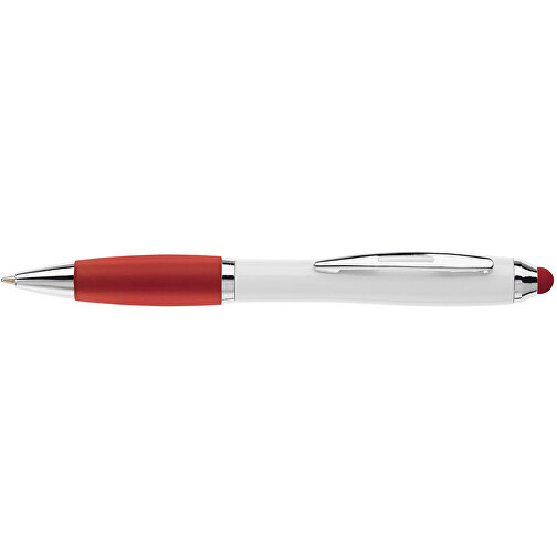 Kugelschreiber Hawaï Stylus Weiss , weiss / rot, ABS, 13,50cm (Länge), Bild 3