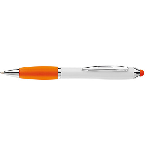 Kugelschreiber Hawaï Stylus Weiss , weiss / orange, ABS, 13,50cm (Länge), Bild 3