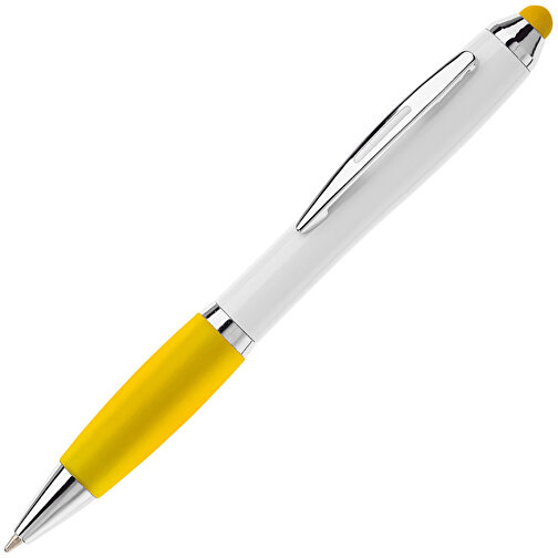 Kugelschreiber Hawaï Stylus Weiss , weiss / gelb, ABS, 13,50cm (Länge), Bild 2