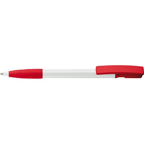 Kugelschreiber Nash Hardcolour Mit Gummigriff , weiß / rot, ABS, 14,50cm (Länge), Bild 3