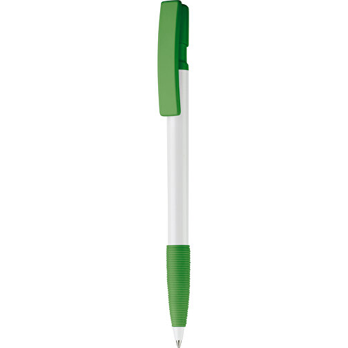 Kugelschreiber Nash Hardcolour Mit Gummigriff , weiß / grün, ABS, 14,50cm (Länge), Bild 1