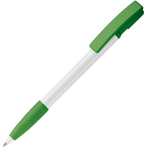 Kugelschreiber Nash Hardcolour Mit Gummigriff , weiss / grün, ABS, 14,50cm (Länge), Bild 2