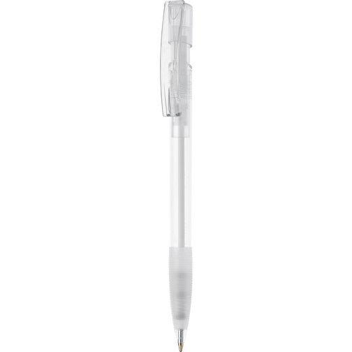 Kugelschreiber Nash Transparent Mit Gummigriff , transparent weiss, ABS, 14,50cm (Länge), Bild 1