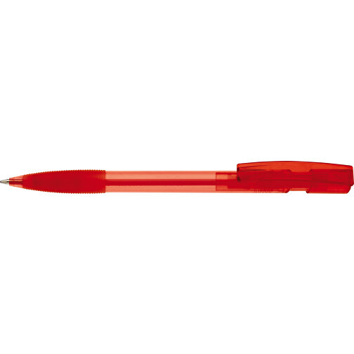 Kugelschreiber Nash Transparent Mit Gummigriff , transparent rot, ABS, 14,50cm (Länge), Bild 3