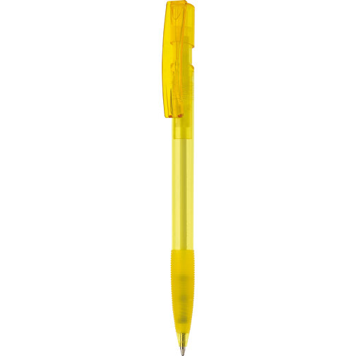 Kugelschreiber Nash Transparent Mit Gummigriff , transparent gelb, ABS, 14,50cm (Länge), Bild 1