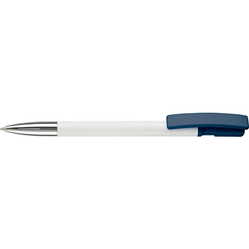 Kugelschreiber Nash Hardcolour Mit Metallspitze , weiss / dunkelblau, ABS & Metall, 14,50cm (Länge), Bild 3
