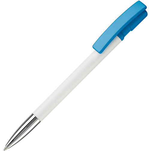 Kugelschreiber Nash Hardcolour Mit Metallspitze , weiß / hellblau, ABS & Metall, 14,50cm (Länge), Bild 2