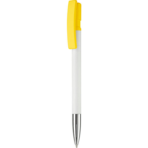 Kugelschreiber Nash Hardcolour Mit Metallspitze , weiss / gelb, ABS & Metall, 14,50cm (Länge), Bild 1