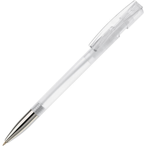 Kugelschreiber Nash Transparent Mit Metallspitze , transparent weiss, ABS & Metall, 14,50cm (Länge), Bild 2
