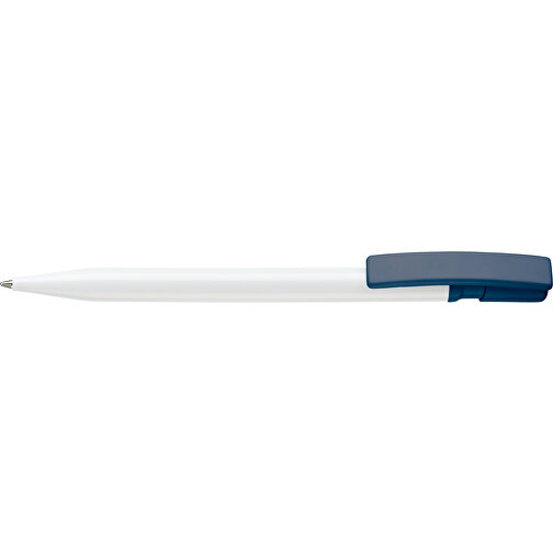 Kugelschreiber Nash Hardcolour , weiß / dunkelblau, ABS, 14,50cm (Länge), Bild 3