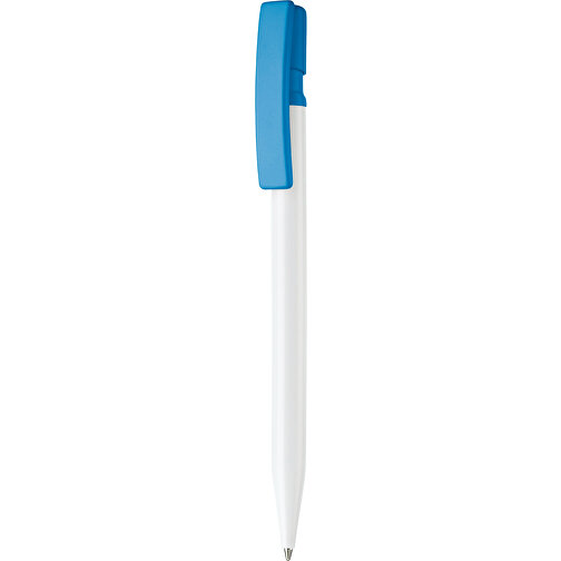 Kugelschreiber Nash Hardcolour , weiss / hellblau, ABS, 14,50cm (Länge), Bild 1