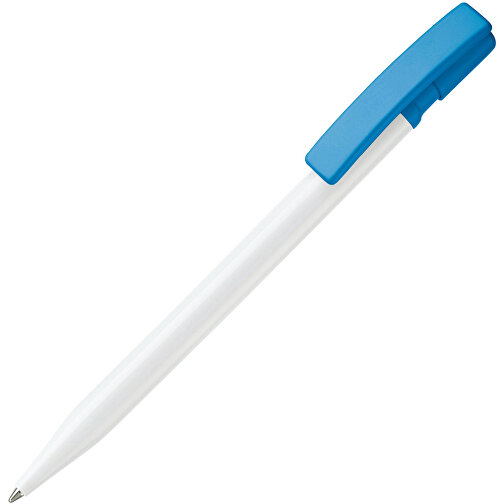 Kugelschreiber Nash Hardcolour , weiß / hellblau, ABS, 14,50cm (Länge), Bild 2