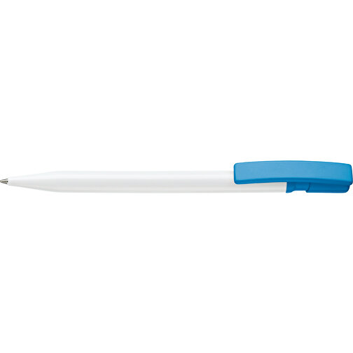 Kugelschreiber Nash Hardcolour , weiss / hellblau, ABS, 14,50cm (Länge), Bild 3