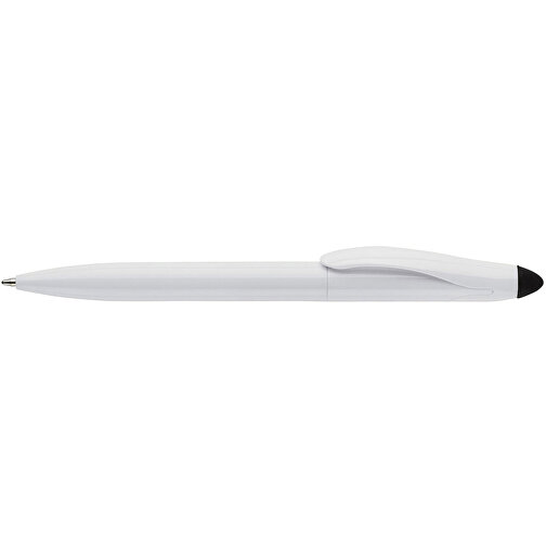 Stylus Kugelschreiber Touchy , weiss / schwarz, ABS, 14,50cm (Länge), Bild 3