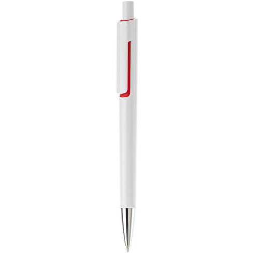 Kugelschreiber Illusion , weiß / rot, ABS, 13,90cm (Länge), Bild 1