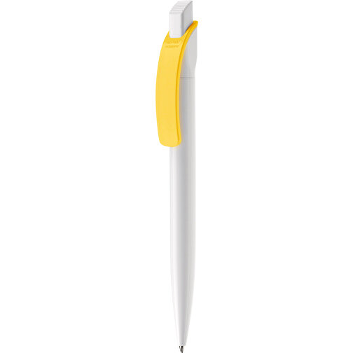 Kugelschreiber Cube Hardcolour , weiß / gelb, ABS, 14,70cm (Länge), Bild 1