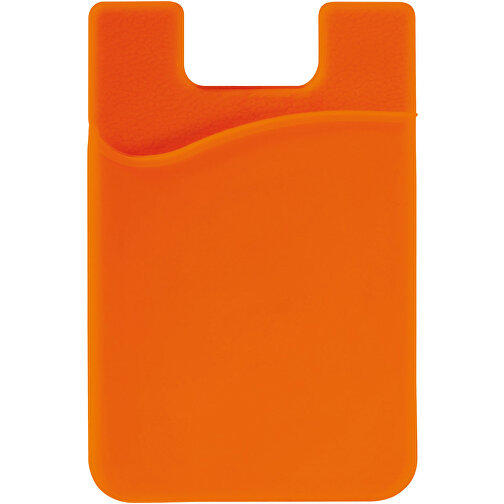 Telefon Silikon Kartenhalter , orange, Silikon, 8,40cm x 0,30cm x 5,60cm (Länge x Höhe x Breite), Bild 1