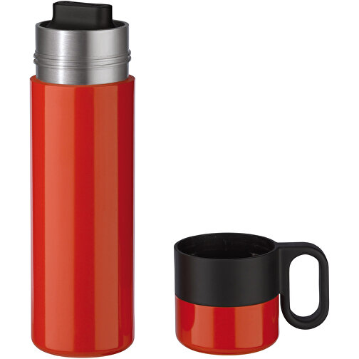 Isolierflasche Mit Becher 500ml , rot, Edelstahl & PP, 25,00cm (Höhe), Bild 1