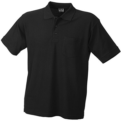 Polo-Piqué Pocket , James Nicholson, schwarz, 60% Baumwolle, ringgesponnen, 40% Polyester, XL, , Bild 1