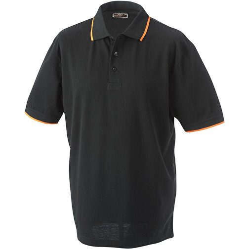 Polo Tipping , James Nicholson, schwarz/orange, 100% Baumwolle, gekämmt, ringgesponnen, XL, , Bild 1