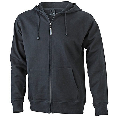 Men’s Hooded Jacket , James Nicholson, schwarz, 80% Baumwolle, ringgesponnen, 20% Polyester, XL, , Bild 1