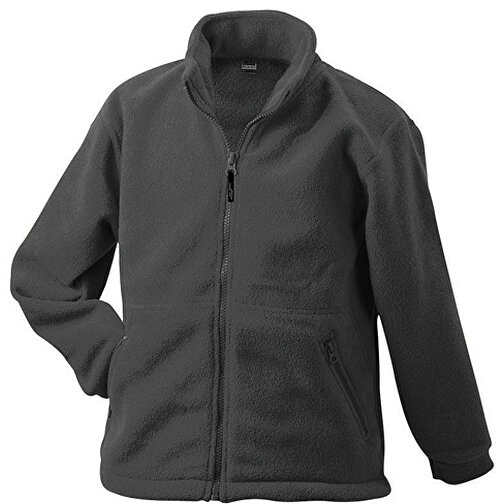 Full-Zip Fleece Junior , James Nicholson, dark-grau, 100% Polyester, XS (98/104), , Bild 1