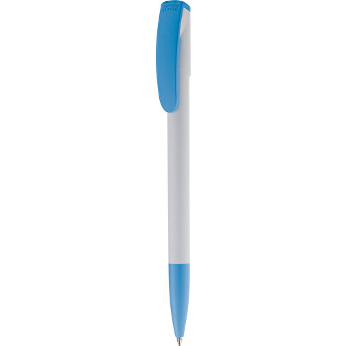 Kugelschreiber Deniro Hardcolour , weiß / hellblau, ABS, 14,30cm (Länge), Bild 1