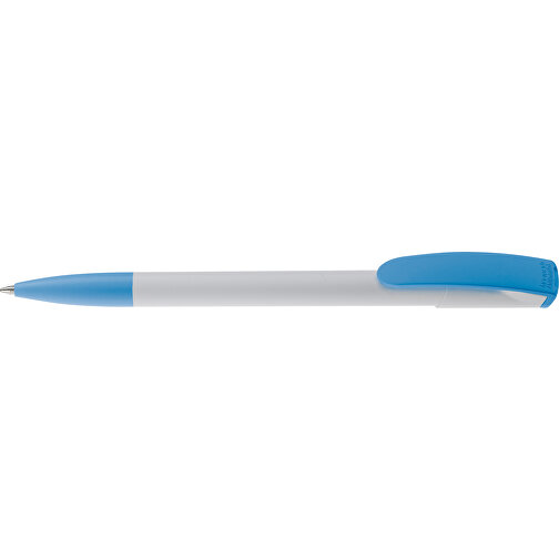 Kugelschreiber Deniro Hardcolour , weiß / hellblau, ABS, 14,30cm (Länge), Bild 3