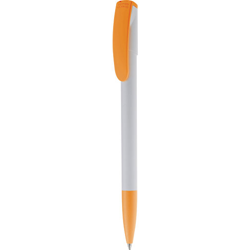 Kugelschreiber Deniro Hardcolour , weiß / orange, ABS, 14,30cm (Länge), Bild 1