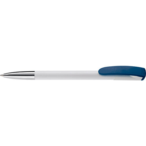 Kugelschreiber Deniro Mit Metallspitze Hardcolour , weiss / dunkelblau, ABS & Metall, 14,30cm (Länge), Bild 3