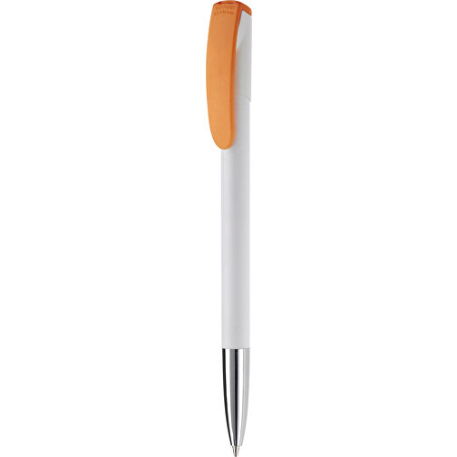 Kugelschreiber Deniro Mit Metallspitze Hardcolour , weiß / orange, ABS & Metall, 14,30cm (Länge), Bild 1