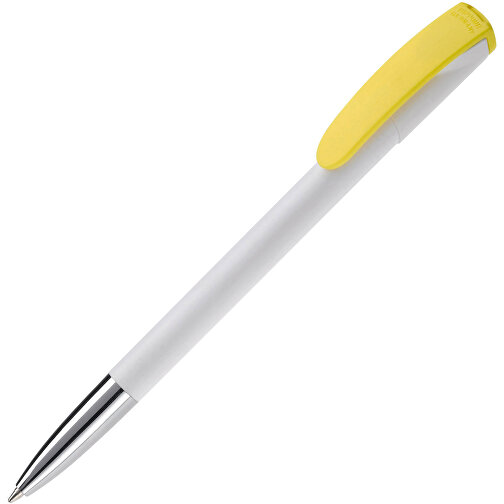 Kugelschreiber Deniro Mit Metallspitze Hardcolour , weiss / gelb, ABS & Metall, 14,30cm (Länge), Bild 2