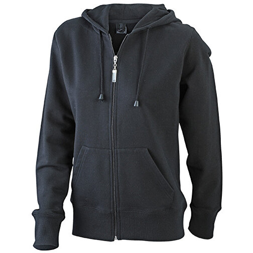 Ladies’ Hooded Jacket , James Nicholson, schwarz, 80% Baumwolle, ringgesponnen, 20% Polyester, M, , Bild 1