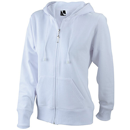 Ladies’ Hooded Jacket , James Nicholson, weiss, 80% Baumwolle, ringgesponnen, 20% Polyester, XL, , Bild 1