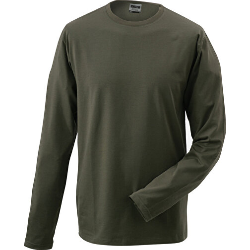 Elastic-T Long-Sleeved , James Nicholson, olive, 95% Baumwolle, gekämmt, ringgesponnen, 5% Elasthan, XXL, , Bild 1