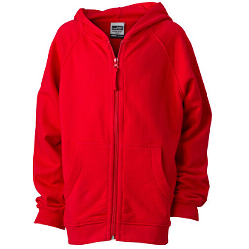 Hooded Jacket Junior , James Nicholson, rot, 100% Baumwolle, gekämmt, ringgesponnen, S (110/116), , Bild 1