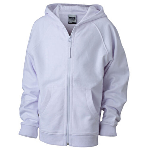 Hooded Jacket Junior , James Nicholson, weiß, 100% Baumwolle, gekämmt, ringgesponnen, XL (146/152), , Bild 1