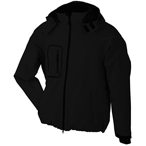 Men’s Winter Softshell Jacket , James Nicholson, schwarz, 100% Polyester, XL, , Bild 1