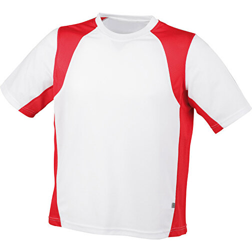 Men’s Running-T , James Nicholson, weiß/rot, 100% Polyester, L, , Bild 1