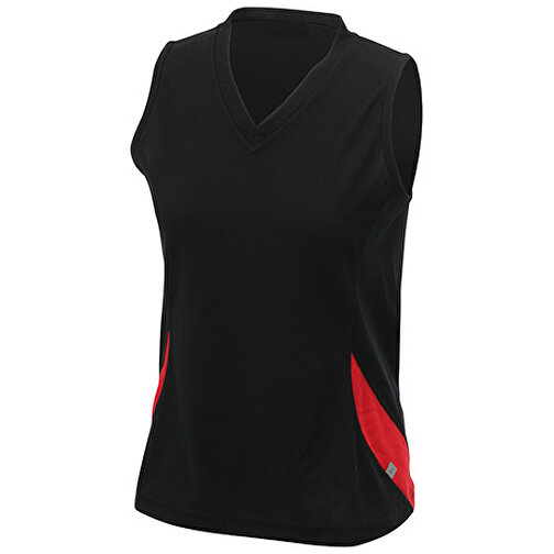 Ladies’ Running Tank , James Nicholson, schwarz/rot, 100% Polyester, L, , Bild 1