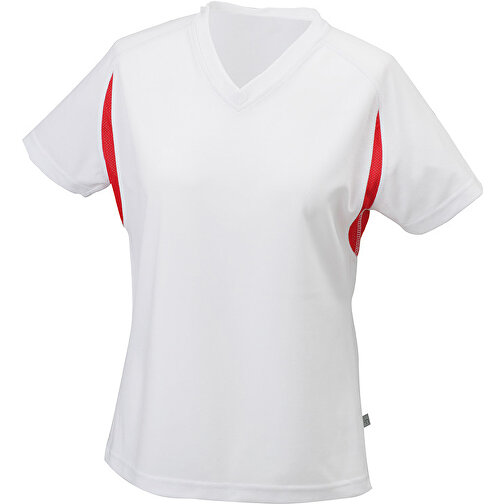 Ladies’ Running-T , James Nicholson, weiß/rot, 100% Polyester, M, , Bild 1