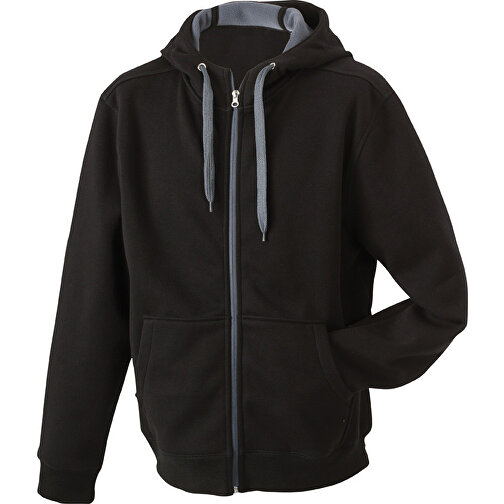 Men’s Doubleface Jacket , James Nicholson, schwarz/carbon, 55% Polyester, 45% Baumwolle, L, , Bild 1