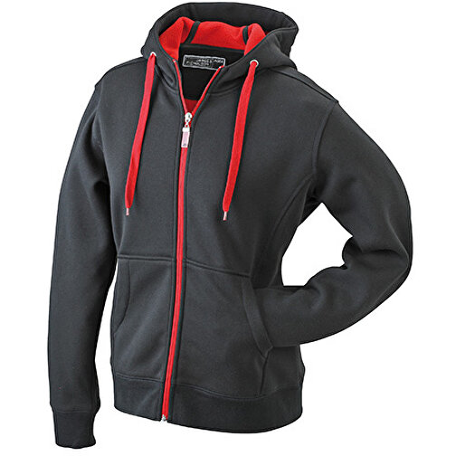 Men’s Doubleface Jacket , James Nicholson, schwarz/rot, 55% Polyester, 45% Baumwolle, XL, , Bild 1