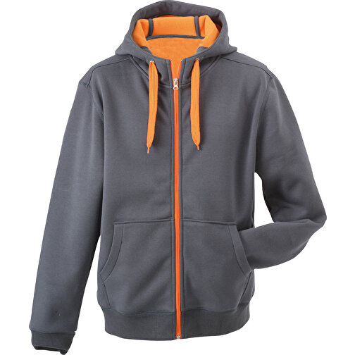 Men’s Doubleface Jacket , James Nicholson, carbon/orange, 55% Polyester, 45% Baumwolle, L, , Bild 1