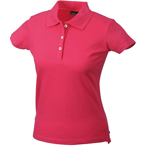 Ladies’ Elastic Piqué Polo , James Nicholson, pink, 95% Baumwolle, gekämmt, ringgesponnen, 5% Elasthan, L, , Bild 1