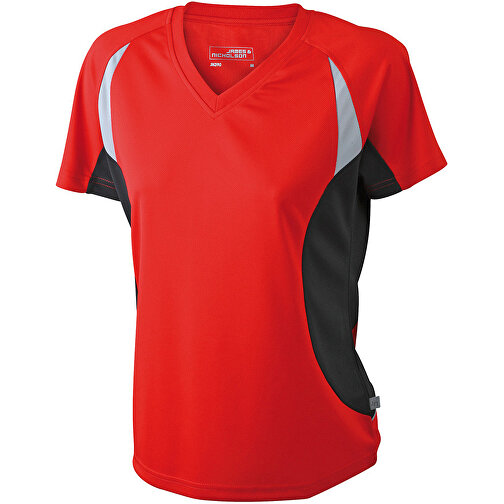 Ladies’ Running-T , James Nicholson, rot/schwarz, 100% Polyester, XL, , Bild 1