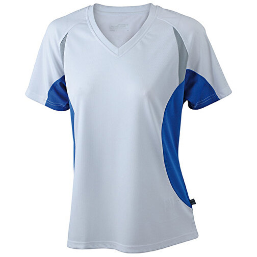 Ladies’ Running-T , James Nicholson, weiß/royal, 100% Polyester, M, , Bild 1