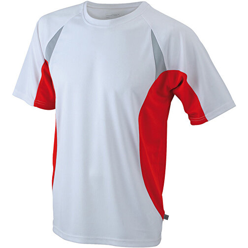 Men’s Running-T , James Nicholson, weiß/rot, 100% Polyester, S, , Bild 1
